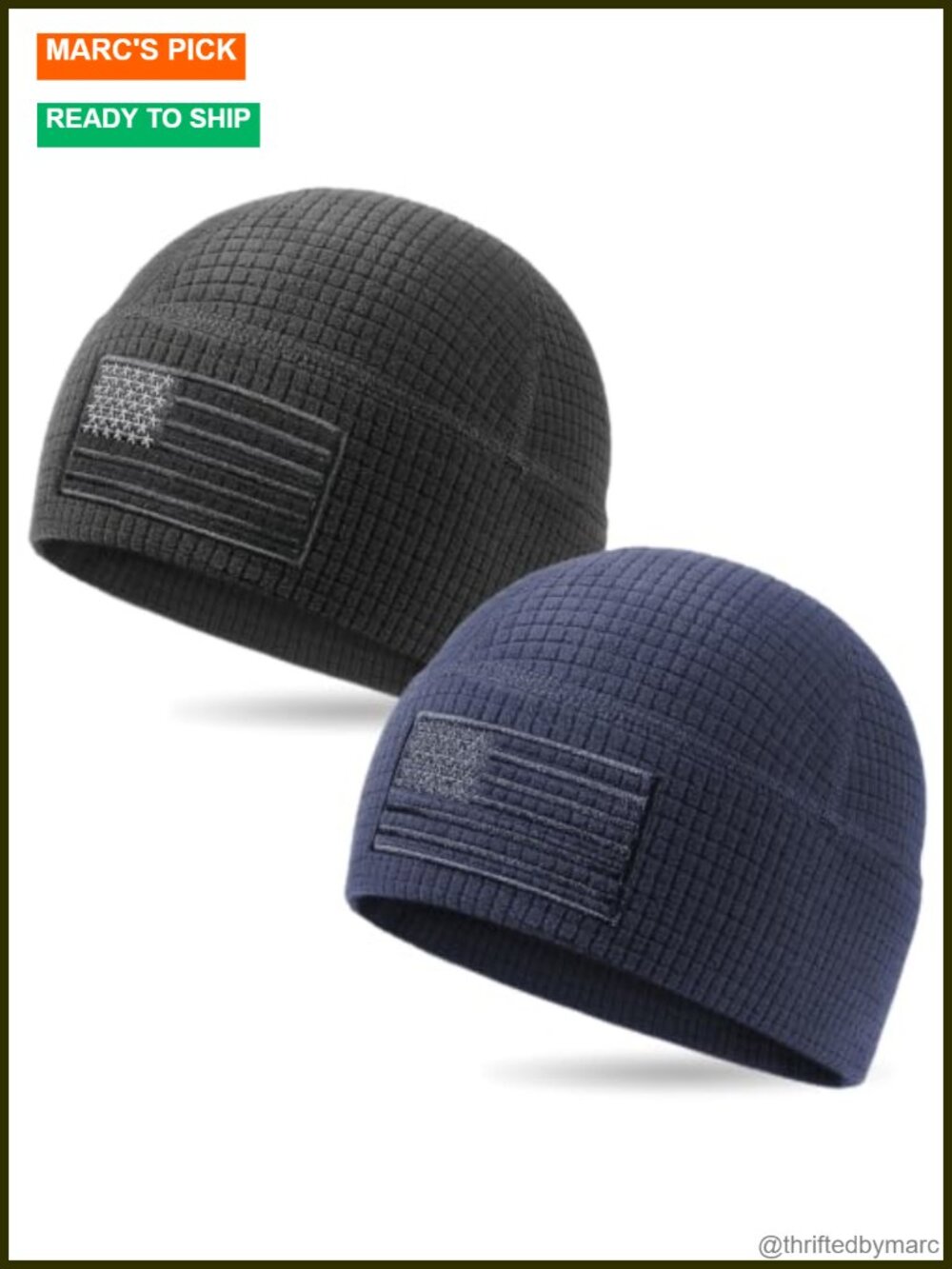 Grid Fleece Beanie Waffle Skull Cap Warm Winter Hat